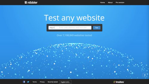 Screenshot of Nibbler home page.