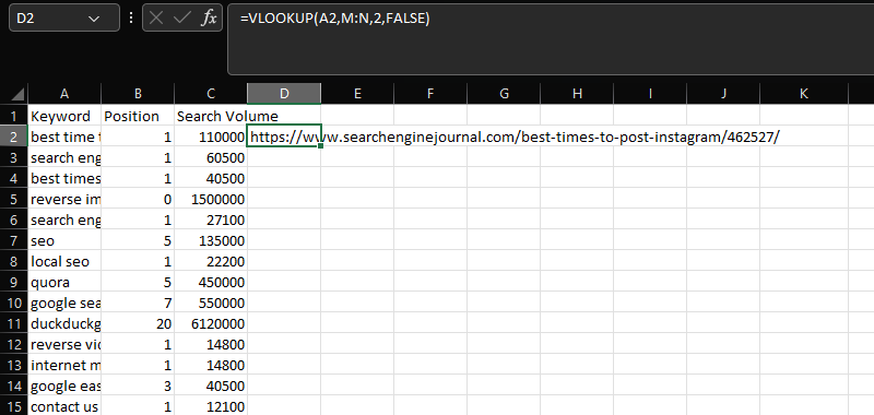 vlookup Excel