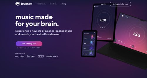 Home page of Brain.fm