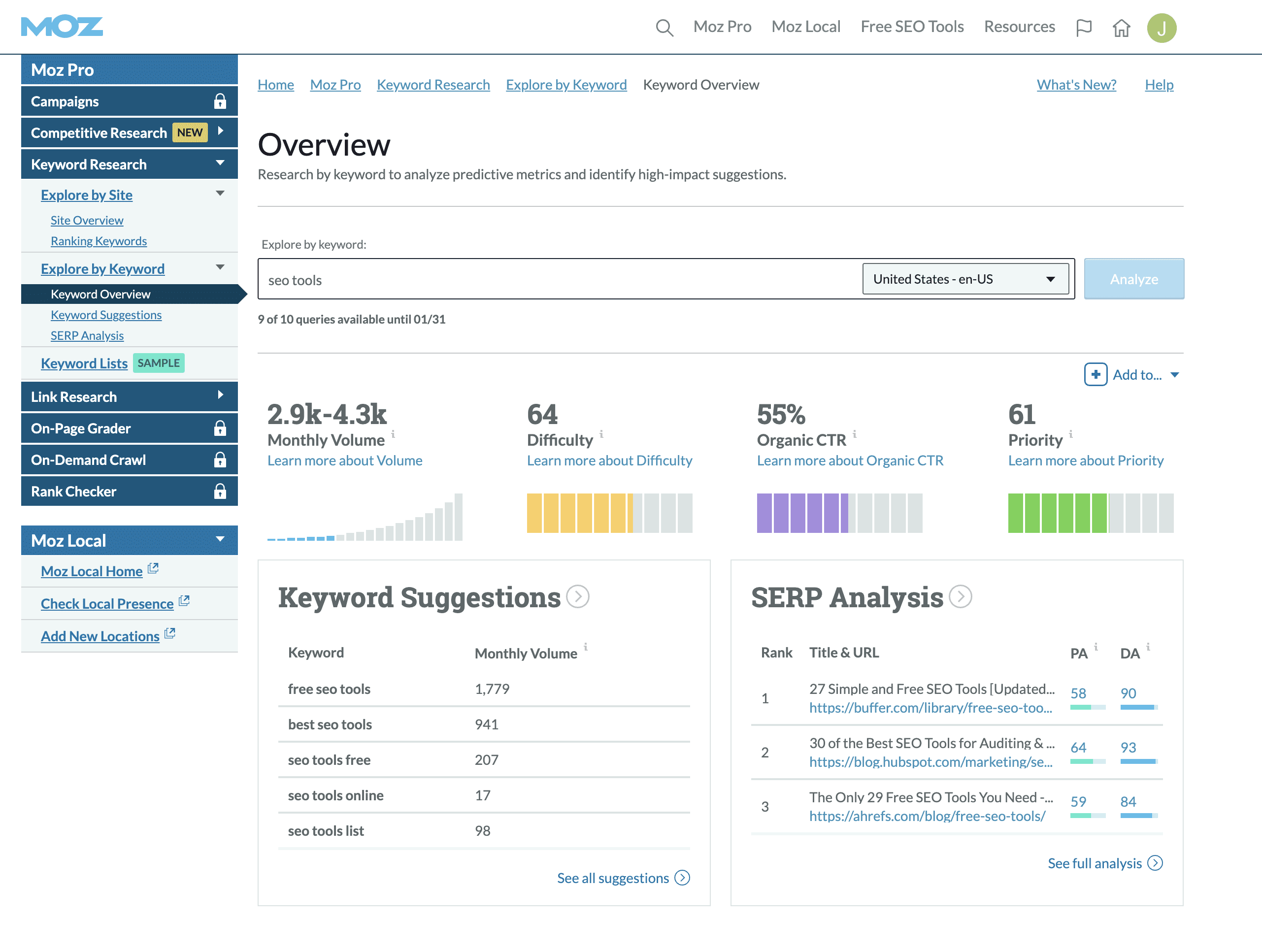 Keyword Research Tool From Moz