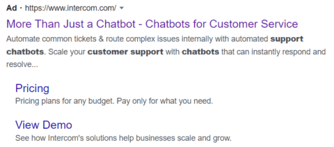 bofu example google search for chatbot service