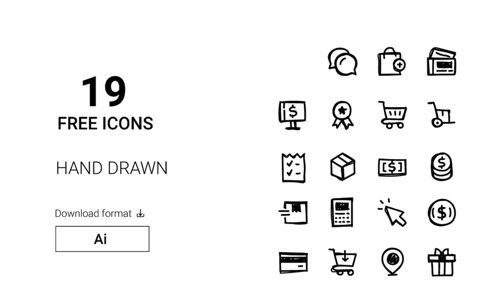 Screenshot of icons from 19 Hand Drawn Free Download Icons