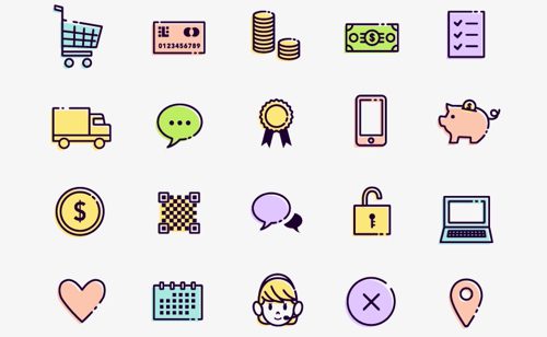 Screenshot of icons from 50 Free eCommerce Icons