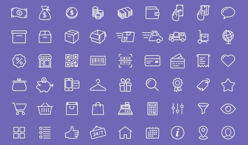 Screenshot of icons from 54 Free E-commerce Icons