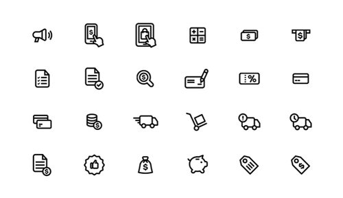 Screenshot of icons from E-Commerce Icons Pack