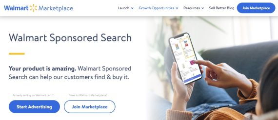 Screenshot of Walmart Marketplace Sponsored Search page