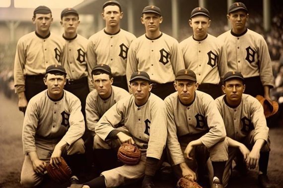 Photo of a baseball team from the first World Series