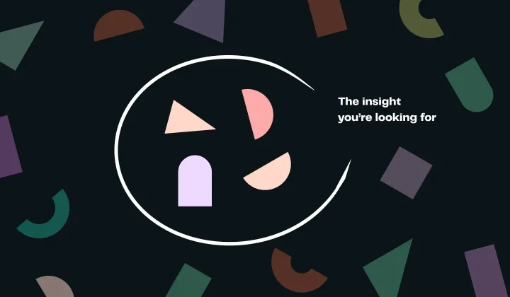 An image showing a lot of random shapes. Four shapes are circled in the middle, symbolizing the important insight.