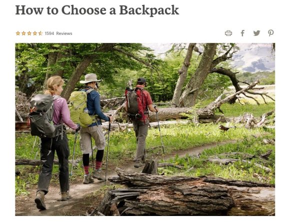 Screenshot of the headline with a photo of people hiking