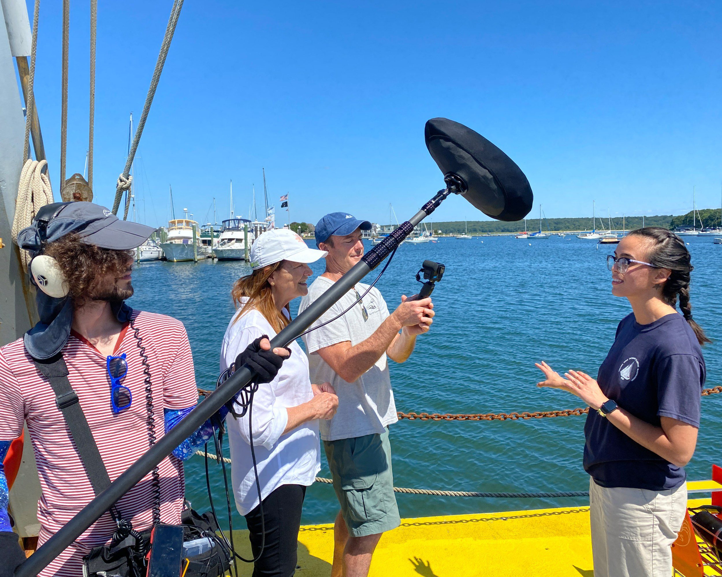 Dean being interviewed by a film crew