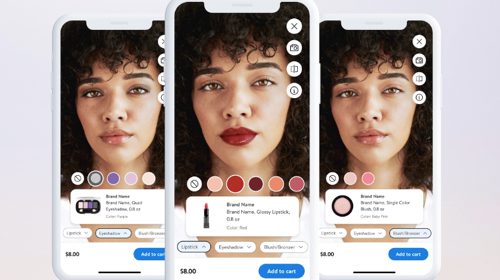 Screenshot showing examples of Walmart Virtual Try-On by Perfect Corp