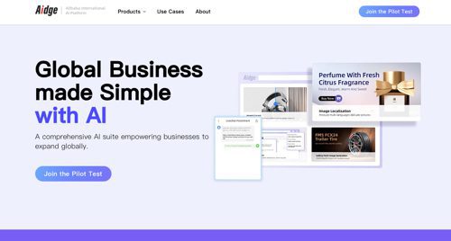 Home page of Aidge by Alibaba