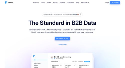 Home page of Clearbit