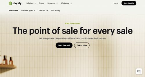 Home page of Shopify POS