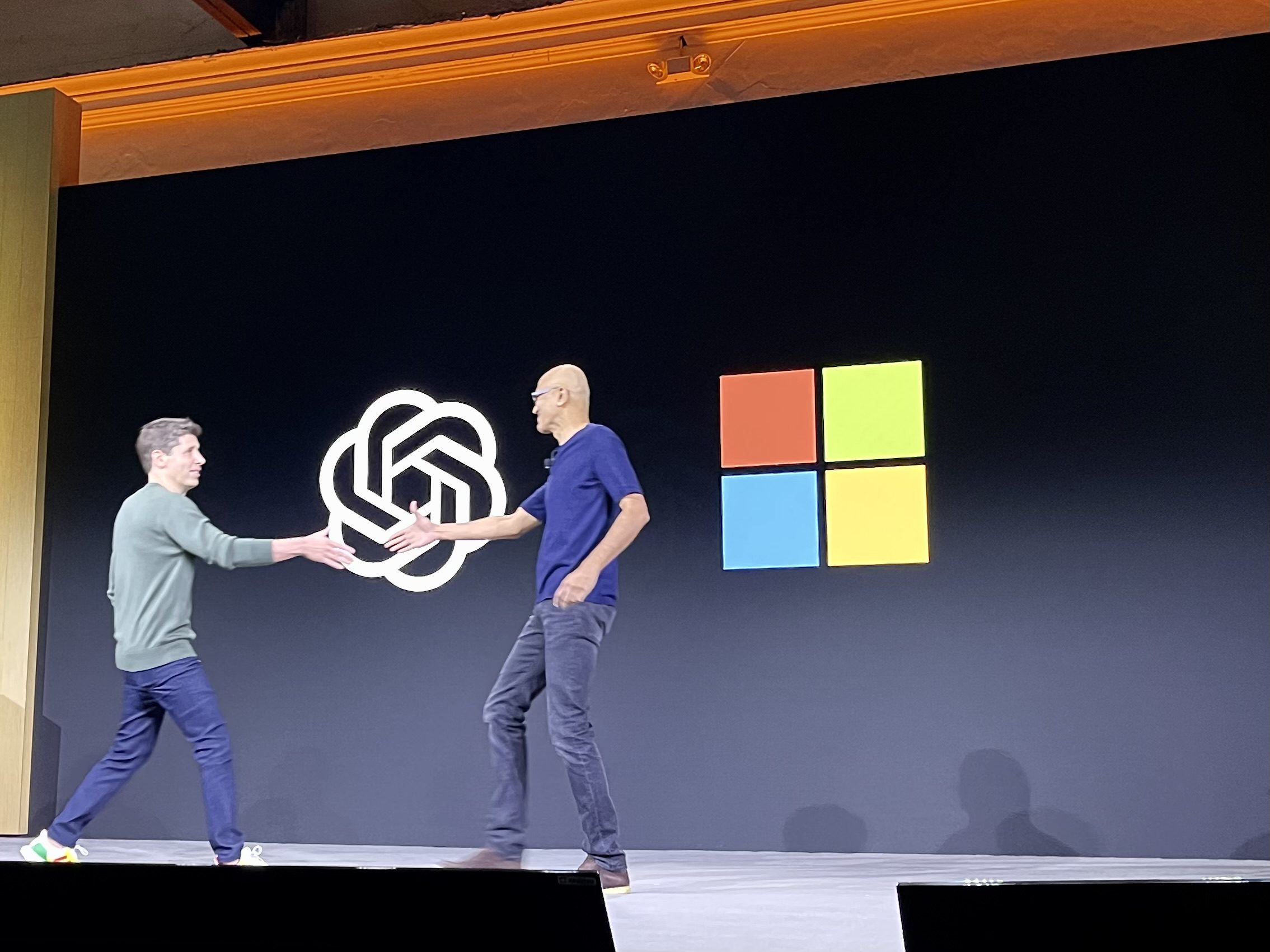 Sam Altman of OpenAI and Satya Nadella of Microsoft