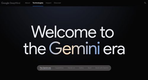 Home page of Google Gemini