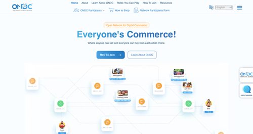 Home page of ONDC