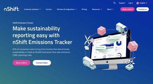 Home page of nShift Emissions Tracker