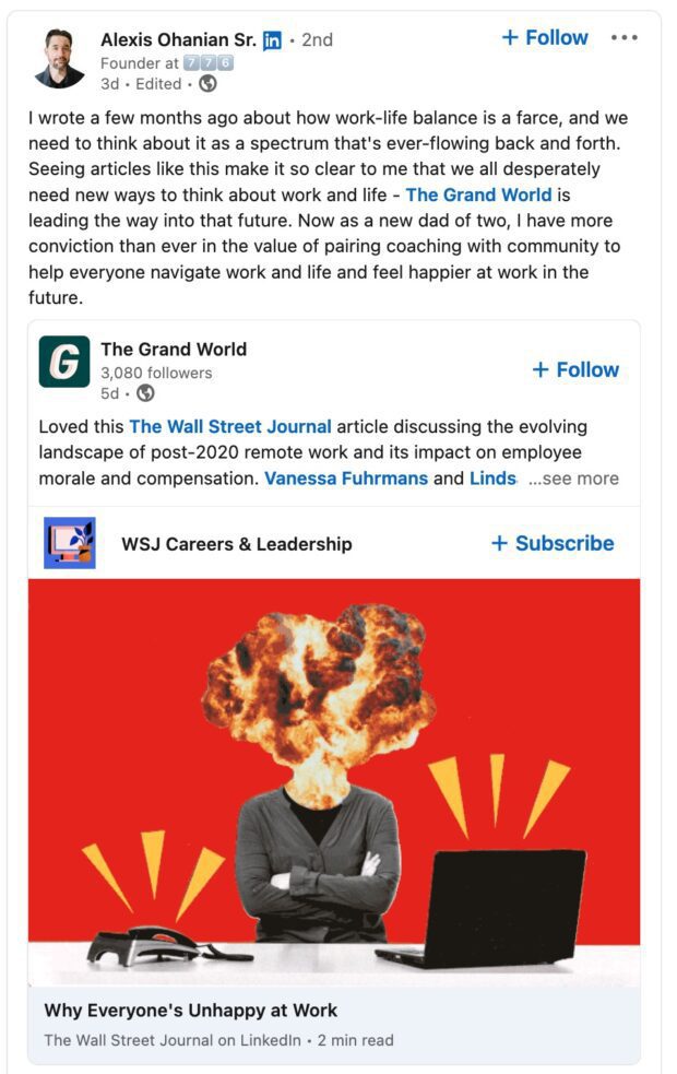 Alexis Ohanian Sr. The Grand World work life balance article