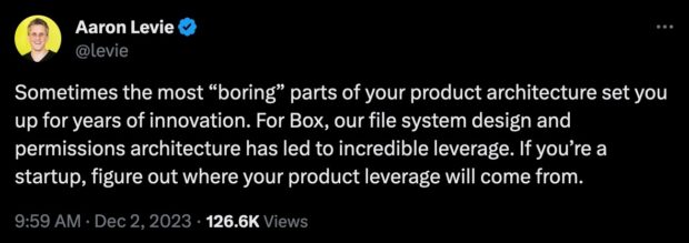 Aaron Levie X post The Box file system design and product architecture