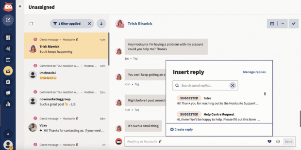 Hootsuite Inbox is an AI marketing tool that auto-sorts and tags incoming messages