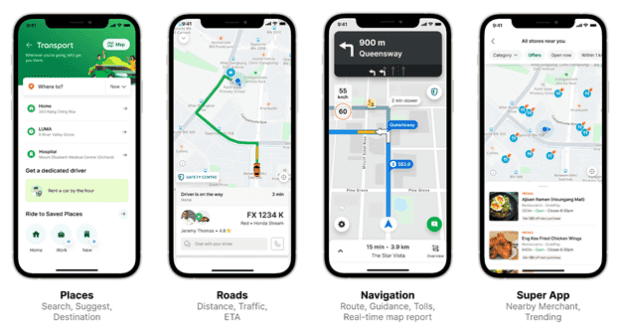 Grab map feature places and navigation
