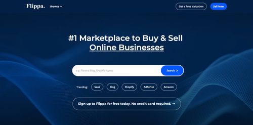 Home page of Flippa