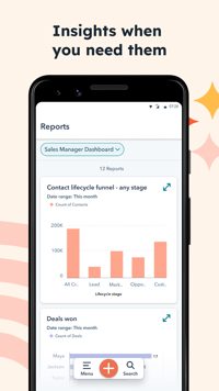 Mobile home page of Hubspot CRM