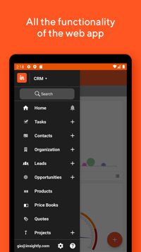 Mobile home page of Insightly CRM