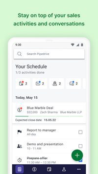 Mobile home page of Pipedrive