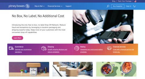 Home page of Pitney Bowes