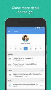 Mobile home page of Zoho CRM