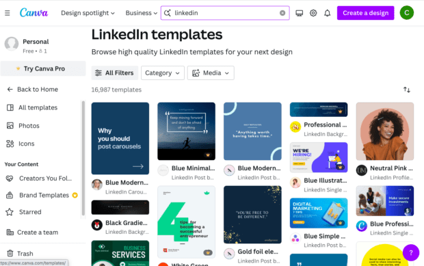 Canva LinkedIn templates design 