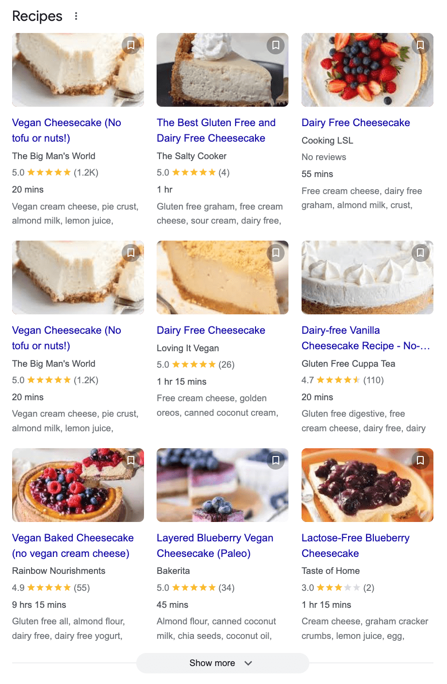 expanded desktop recipe search results