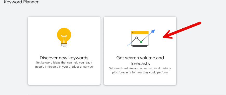 choosing the search volume and forecasts tab