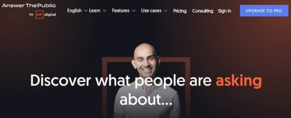 Home page for Answer The Public