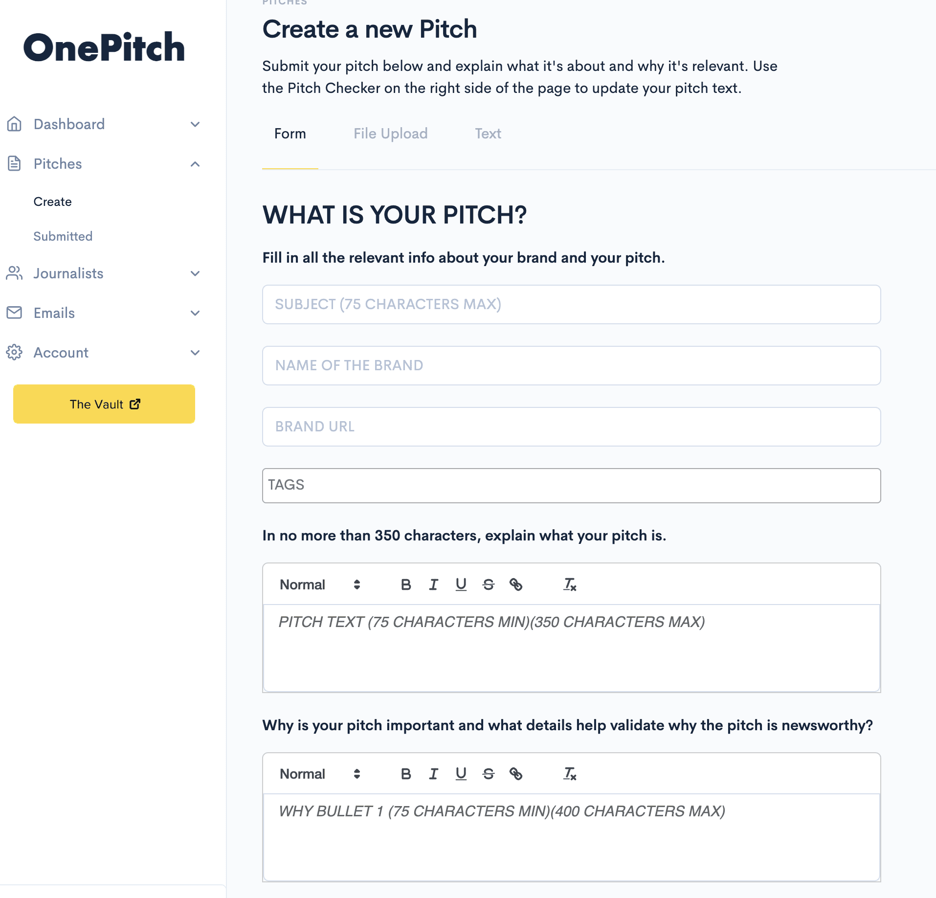OnePitch pitch upload