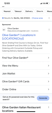 Olive Garden in February