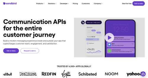 Home page of Sendbird
