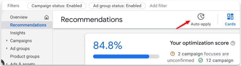 Google Ads Auto Applied Recommendations