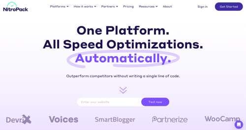 Home page of NitroPack