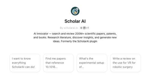 Screenshot of description for Scholar AI
