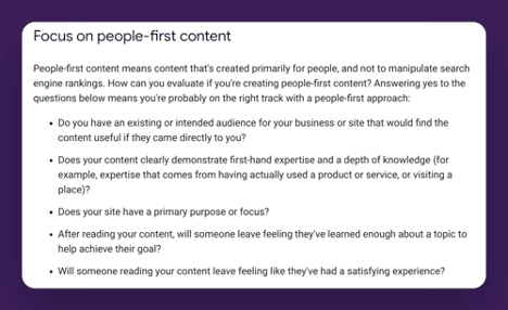 Focus on people first content