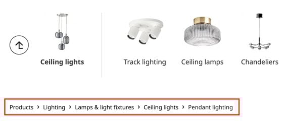 Screenshot of an Ikea product category page