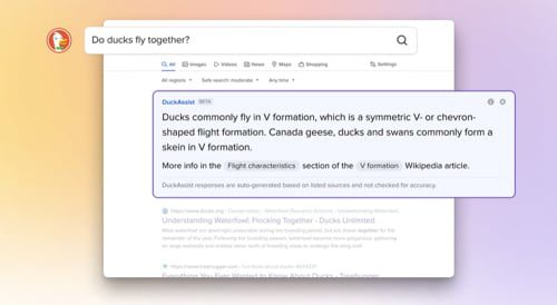 Web page for DuckDuckGo's DuckAssist