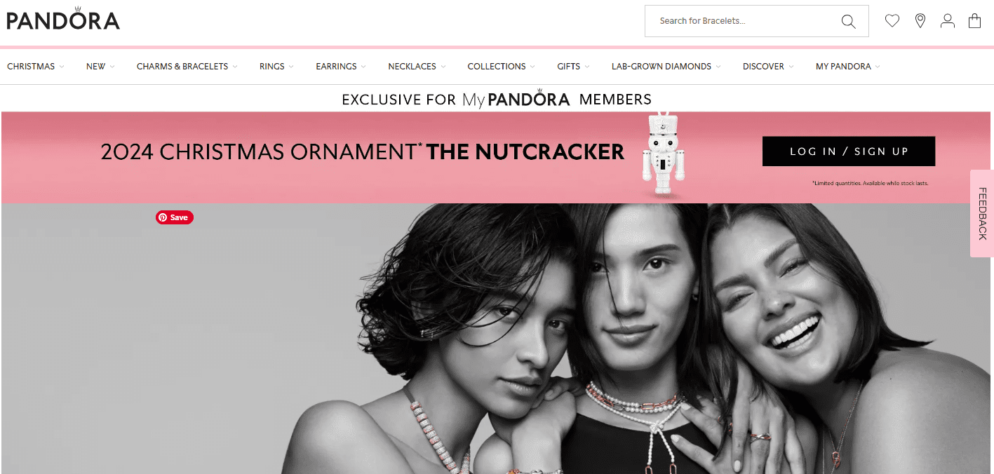 Pandora home page