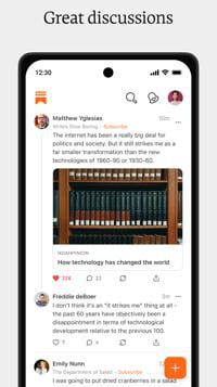 Home page of Substack on a mobile screen
