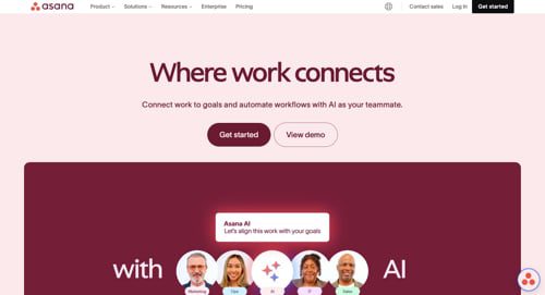 Home page for Asana