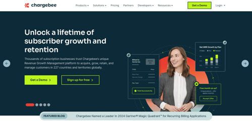 Home page of Chargebee