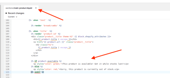 Screenshot of code for adding the custom message.
